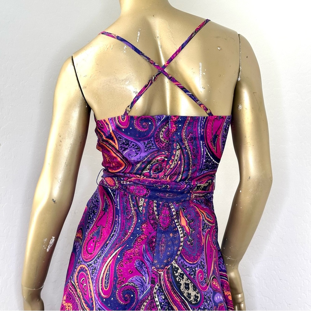 TRINA TURK DEVENDRA ‘ULTRA VIOLET’ 100% Silk fit & flare paisley print dress 0 - Picture 8 of 10